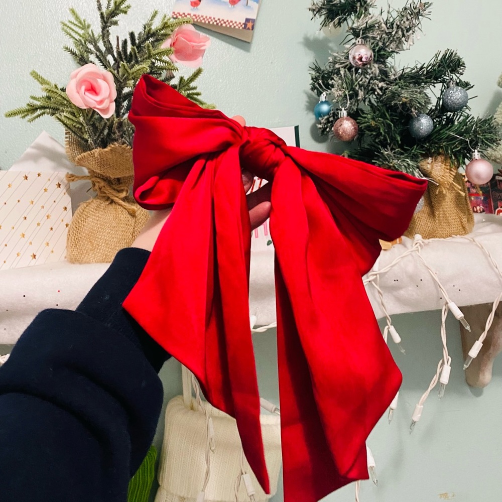 J.Crew Silky Large Giant Red Bow Ponytail 2021